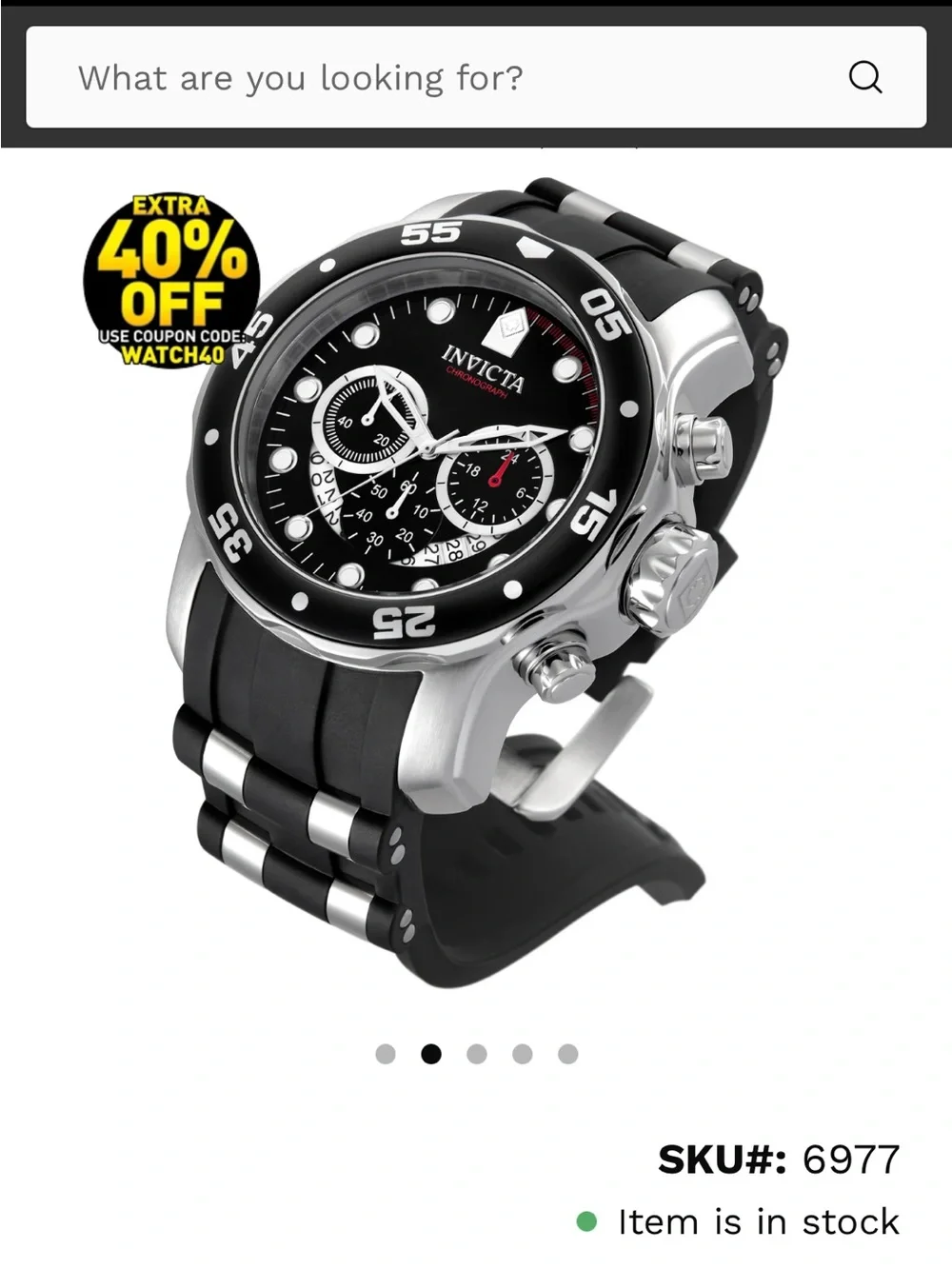 Invicta Black and Silver Chronograph Dive Watch